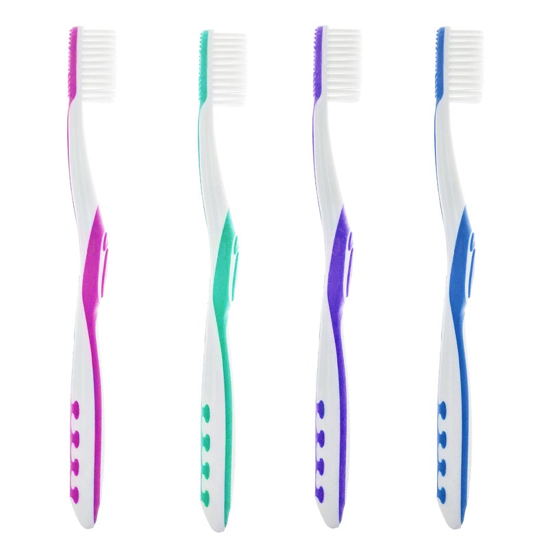 Xlent Super Soft, Tapered Bristle Toothbrush with Tongue Cleaner Assorted Colors - (4 Count) - Image 1